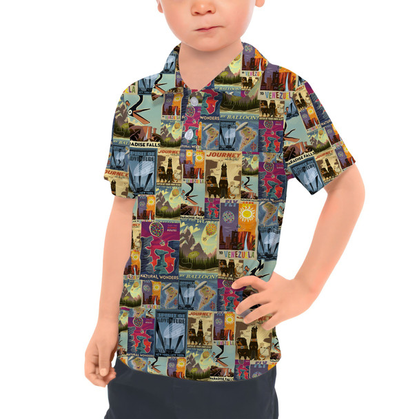 Kids Polo Shirt - Pixar Up Travel Posters