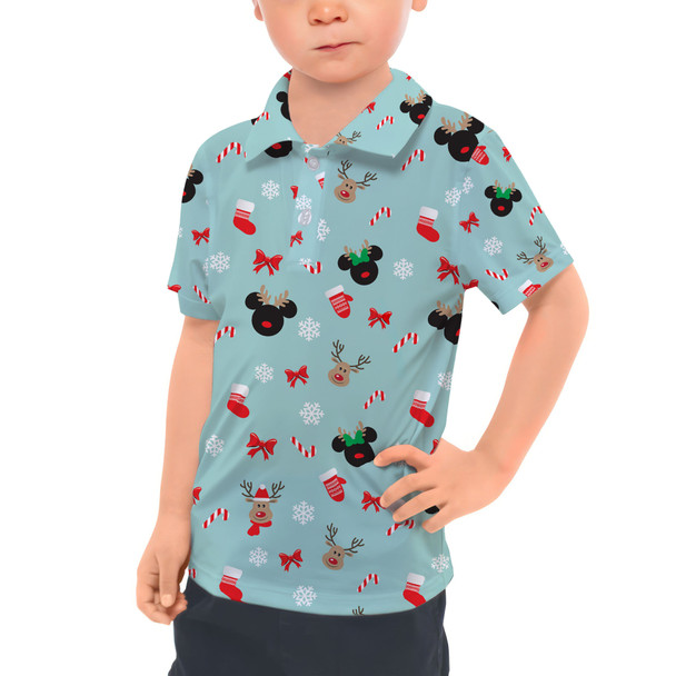 Kids Polo Shirt - Christmas Mickey & Minnie Reindeers