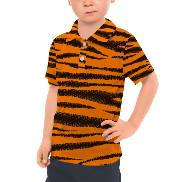 Kids Polo Shirt - Tigger Stripes Winnie The Pooh Inspired