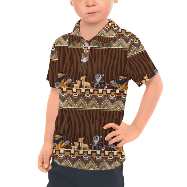 Kids Polo Shirt - Tribal Stripes Lion King Inspired