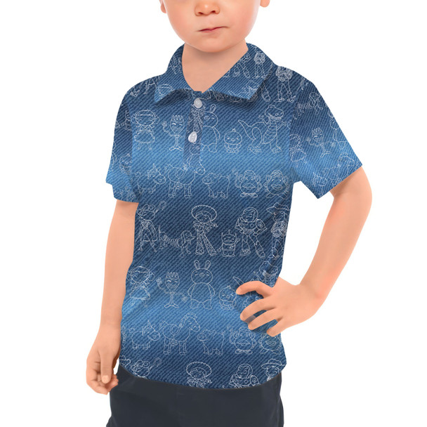 Kids Polo Shirt - Toy Story Line Drawings