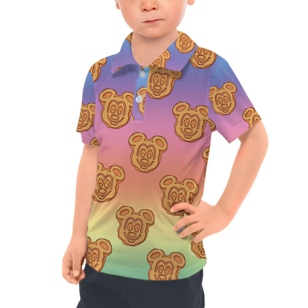 Kids Polo Shirt - Mickey Waffles Rainbow