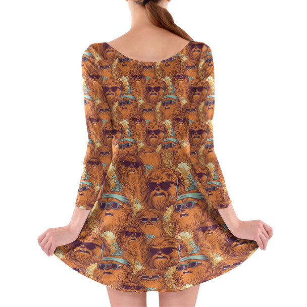 Longsleeve Skater Dress - Retro Chewbacca Summer Vibes