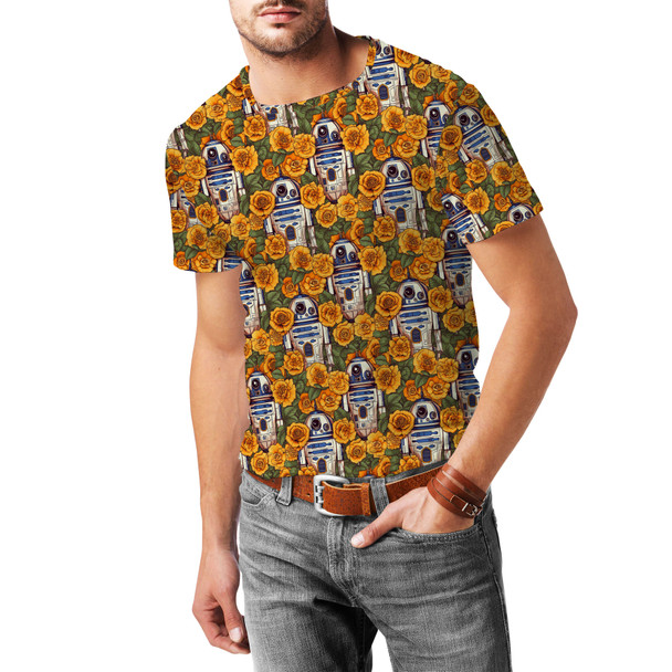 Men's Cotton Blend T-Shirt - Retro Floral R2D2 Droid