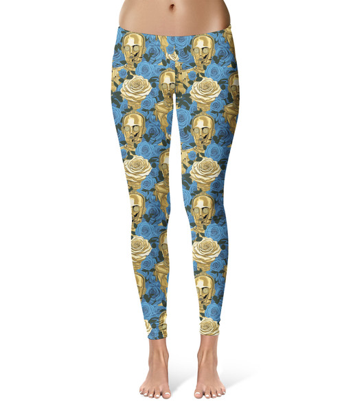 Sport Leggings - Retro Floral C3PO Droid