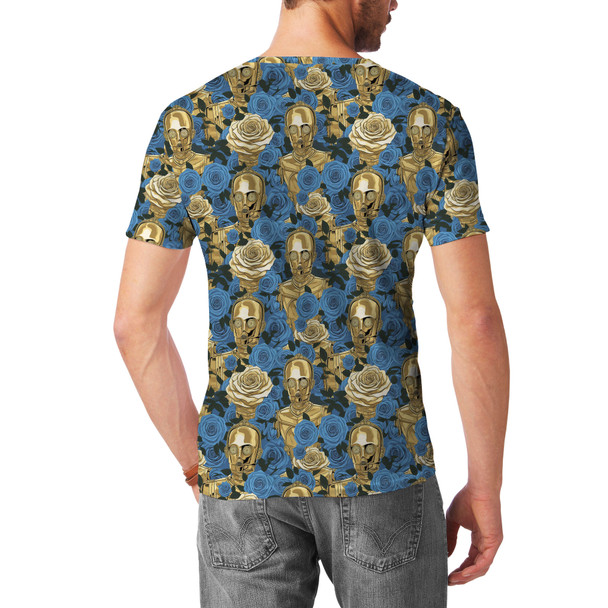 Men's Cotton Blend T-Shirt - Retro Floral C3PO Droid