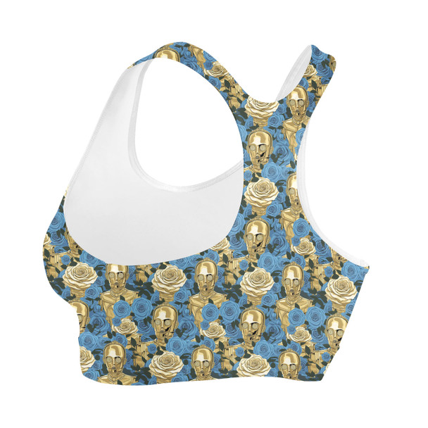 Sports Bra - Retro Floral C3PO Droid