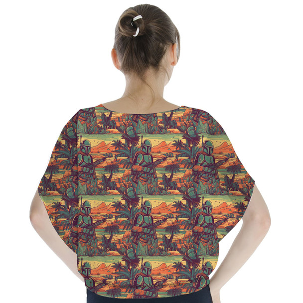 Batwing Chiffon Top - Retro Mandalorian Beach Day