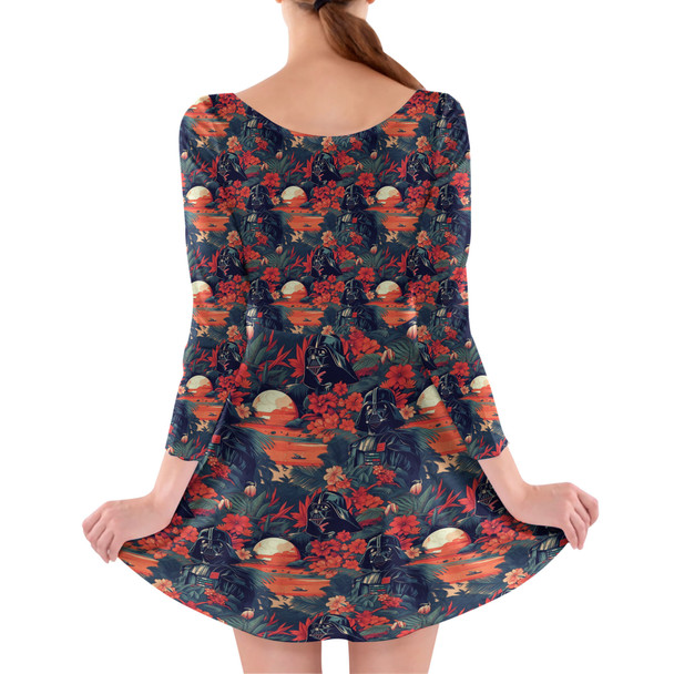 Longsleeve Skater Dress - Hawaiian Darth Vader