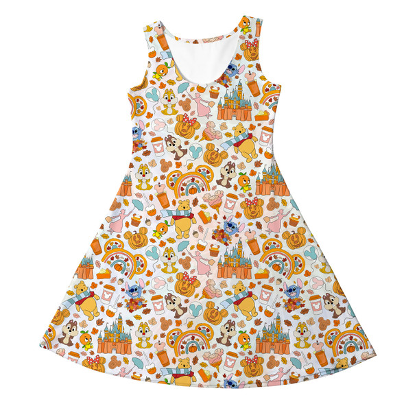 Girls Sleeveless Dress - Theme Park Fall Fun