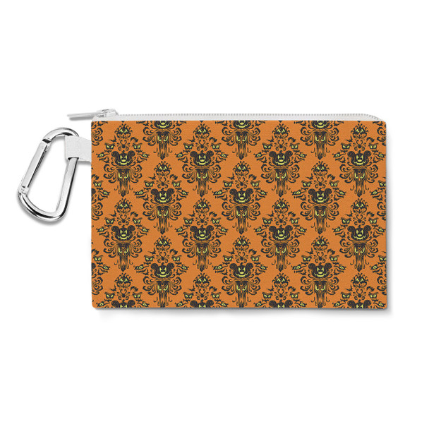 Canvas Zip Pouch - Haunted Halloween Mansion Wallpaper