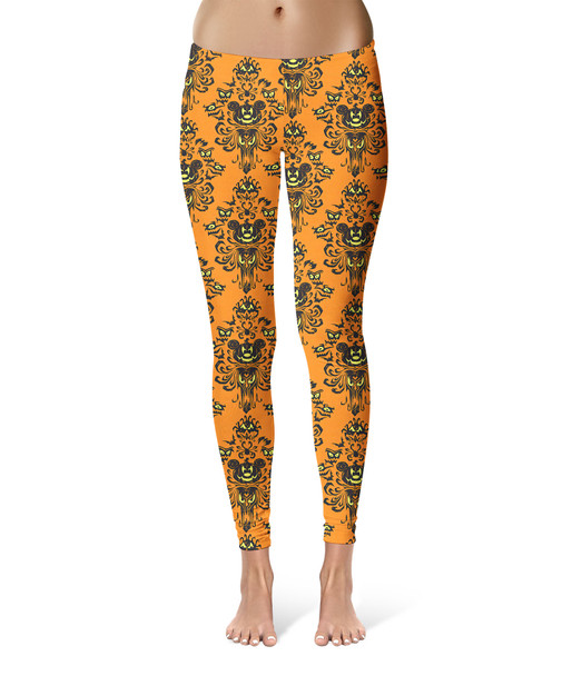 Sport Leggings - Haunted Halloween Mansion Wallpaper