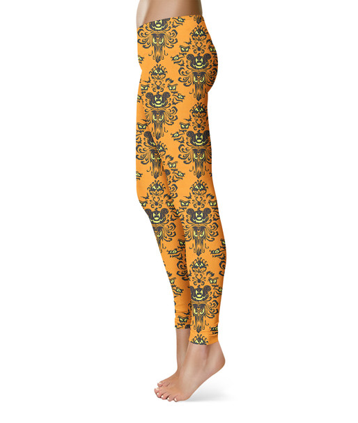 Sport Leggings - Haunted Halloween Mansion Wallpaper