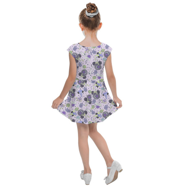 Girls Cap Sleeve Pleated Dress - Pretty Purple Potions