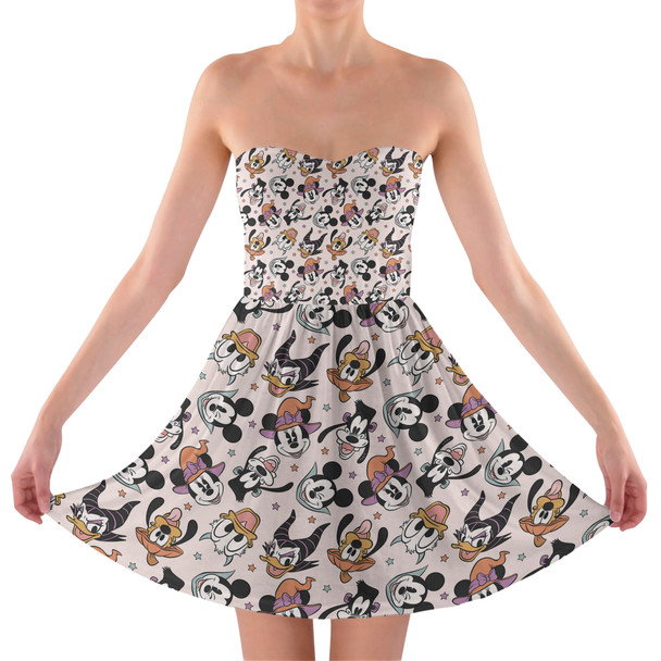 Sweetheart Strapless Skater Dress - Spooky Fab Five