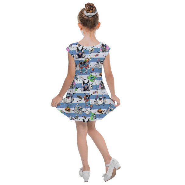 Girls Cap Sleeve Pleated Dress - Stitch Does Halloween