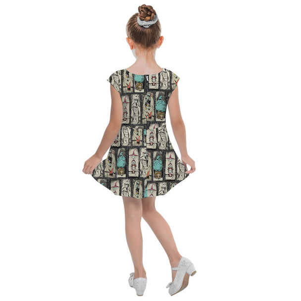 Girls Cap Sleeve Pleated Dress - Stretching Haunted Nightmare