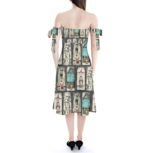 Strapless Bardot Midi Dress - Stretching Haunted Nightmare