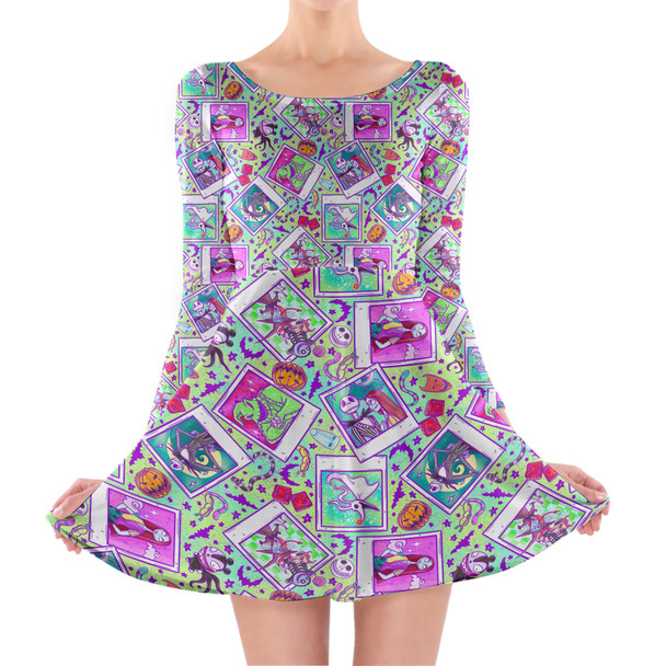 Longsleeve Skater Dress - Picture Perfect Halloween Town