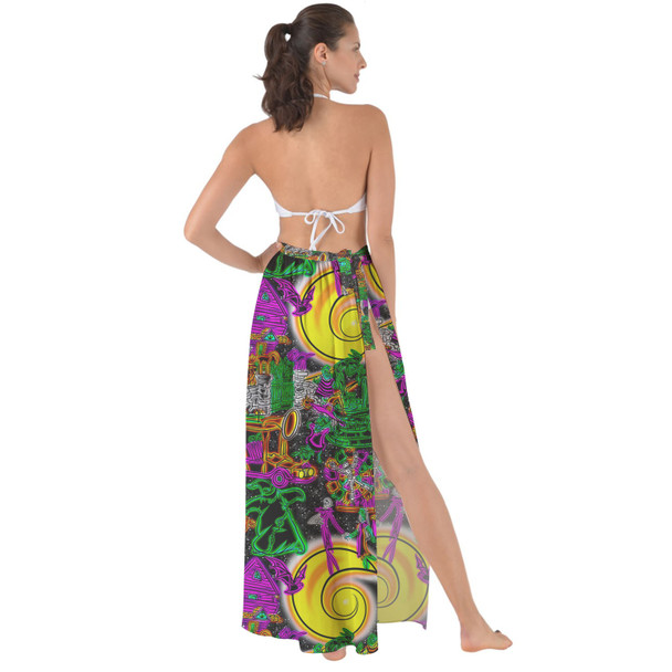 Maxi Sarong Skirt - Neon Halloween Nightmare