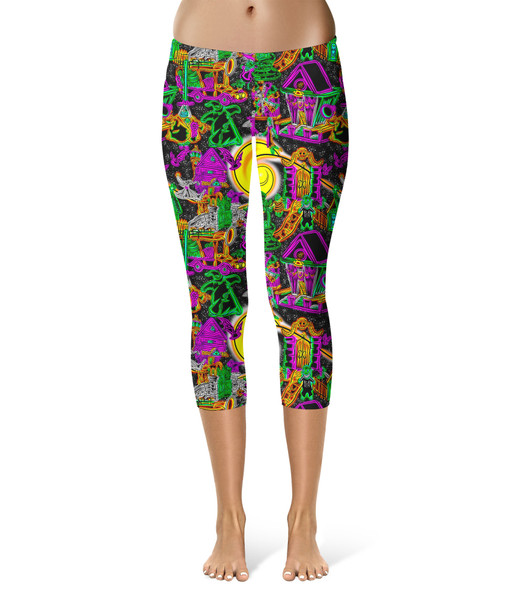 Sport Capri Leggings - Neon Halloween Nightmare