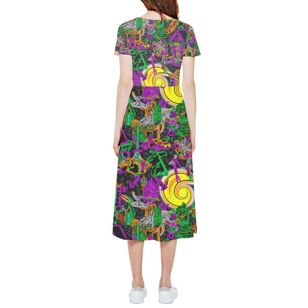 High Low Midi Dress - Neon Halloween Nightmare