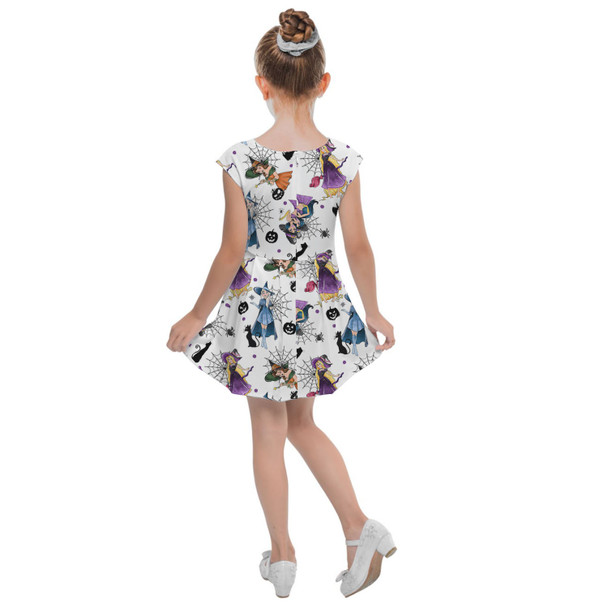 Girls Cap Sleeve Pleated Dress - Pretty Princess Witches