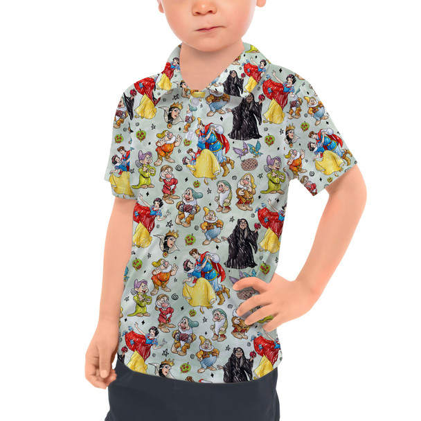 Kids Polo Shirt - Snow White And The Seven Dwarfs Sketched