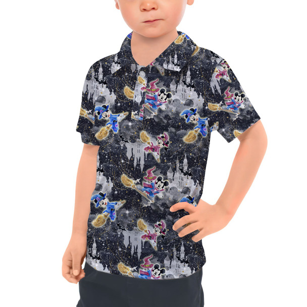 Kids Polo Shirt - Watercolor Halloween Mickey & Minnie