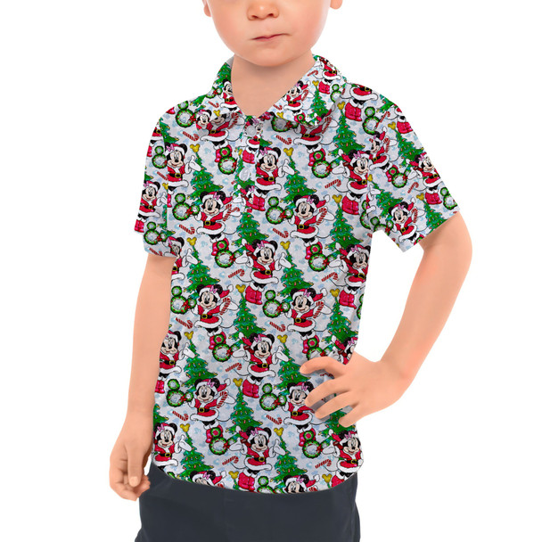 Kids Polo Shirt - Santa Minnie Mouse