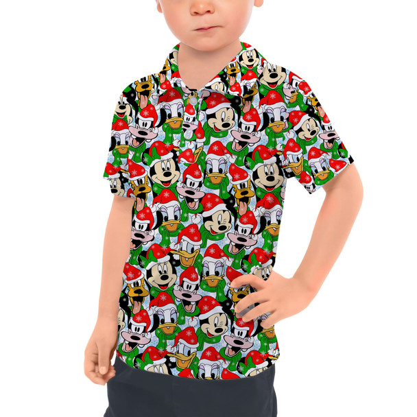 Kids Polo Shirt - Mickey & Friends Santa Hats