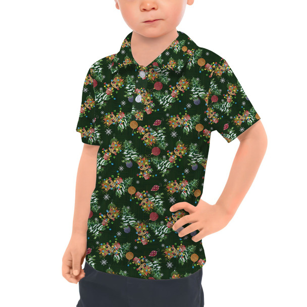 Kids Polo Shirt - A Baby Groot Christmas