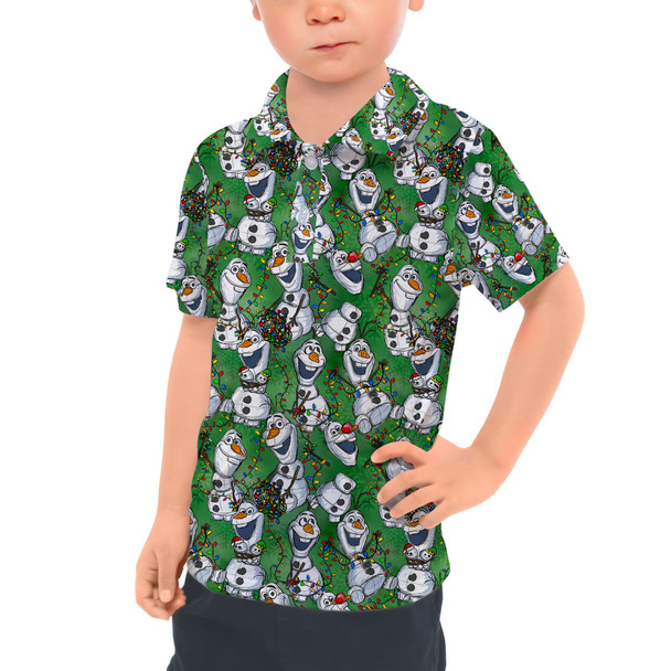 Kids Polo Shirt - Sketched Olaf Christmas