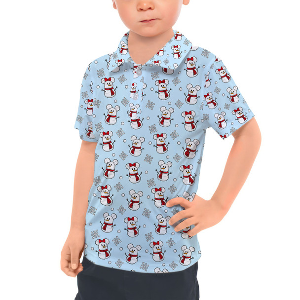 Kids Polo Shirt - Mickey & Minnie Snowmen