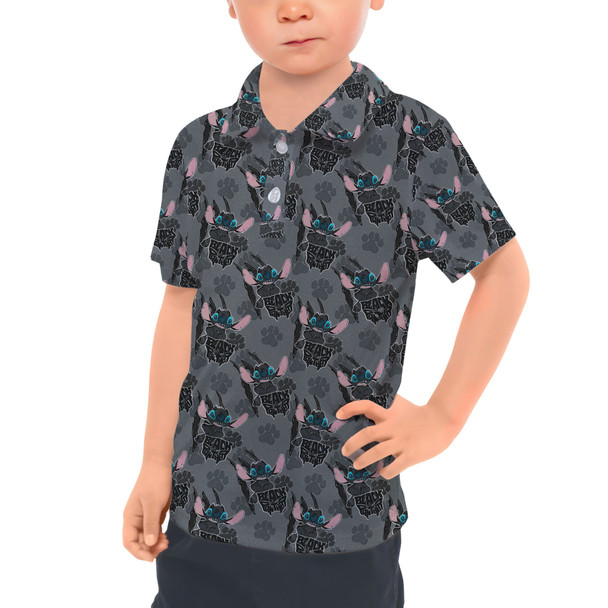 Kids Polo Shirt - Superhero Stitch - Black Panther