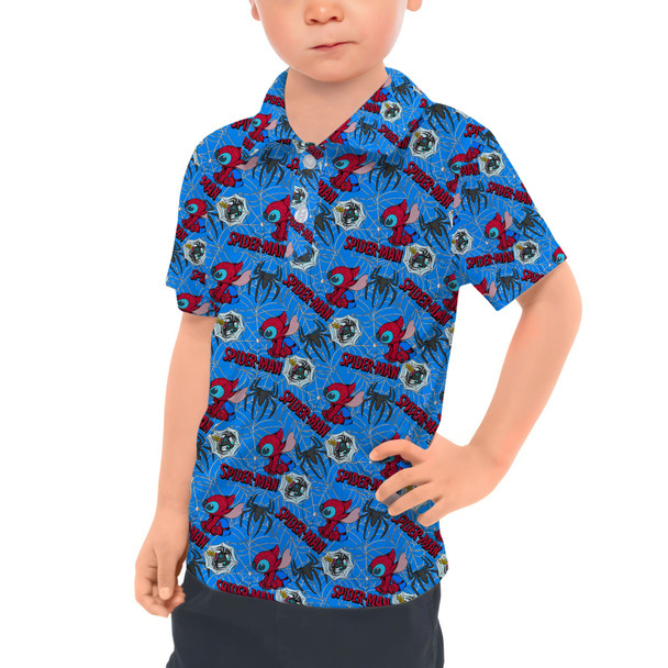 Kids Polo Shirt - Superhero Stitch - Spiderman