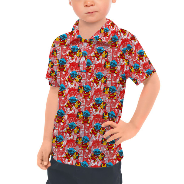 Kids Polo Shirt - Superhero Stitch - Ironman