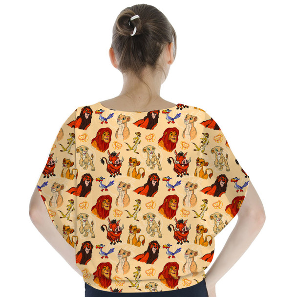 Batwing Chiffon Top - Sketched Lion King Friends