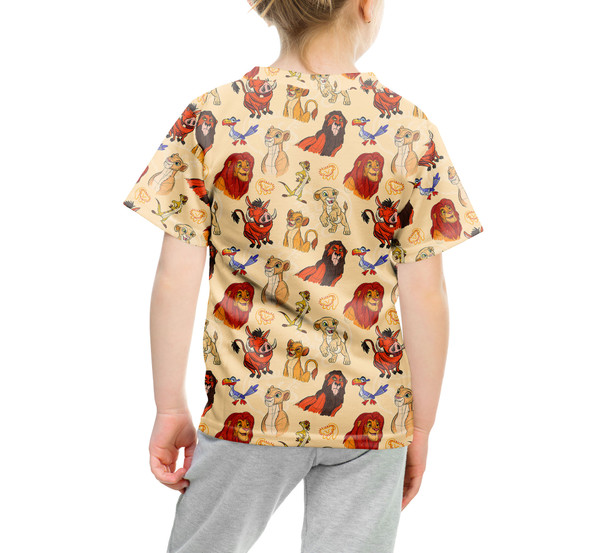 Youth Cotton Blend T-Shirt - Sketched Lion King Friends