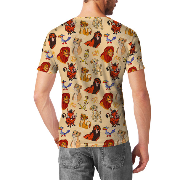 Men's Cotton Blend T-Shirt - Sketched Lion King Friends