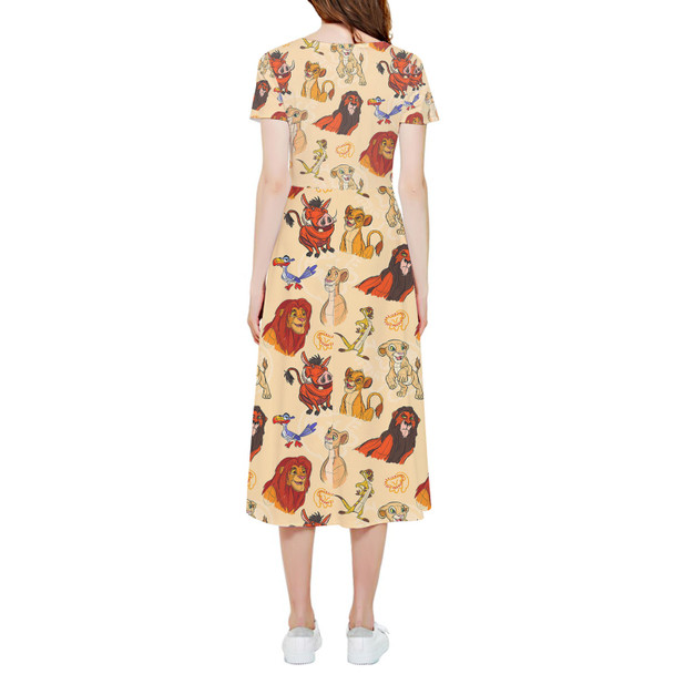High Low Midi Dress - Sketched Lion King Friends