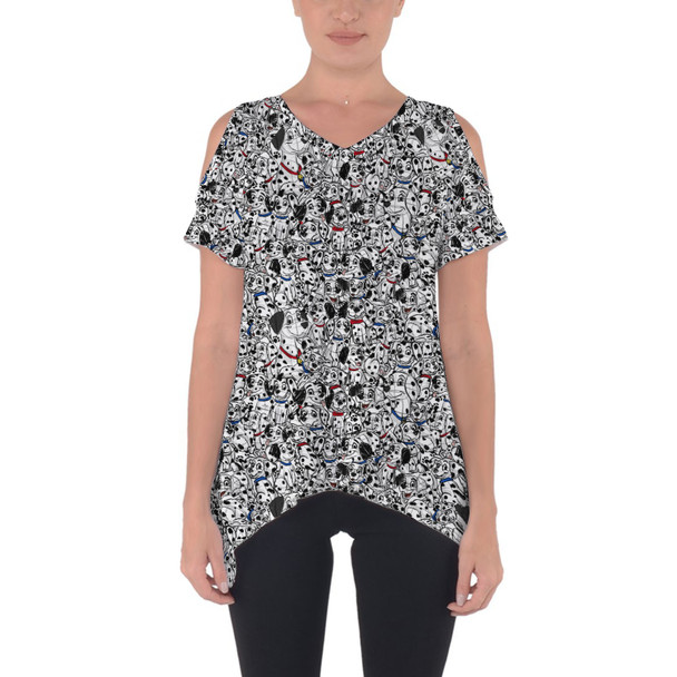 Cold Shoulder Tunic Top - Sketched Dalmatians