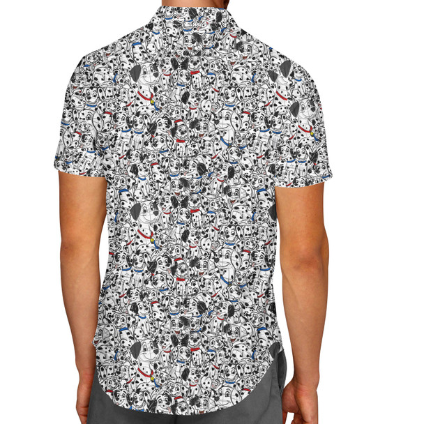 Men's Button Down Short Sleeve Shirt - Sketched Dalmatians