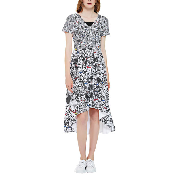 High Low Midi Dress - Sketched Dalmatians