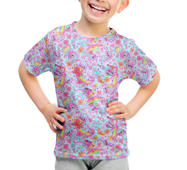 Youth Cotton Blend T-Shirt - Neon Rainbow Stitch