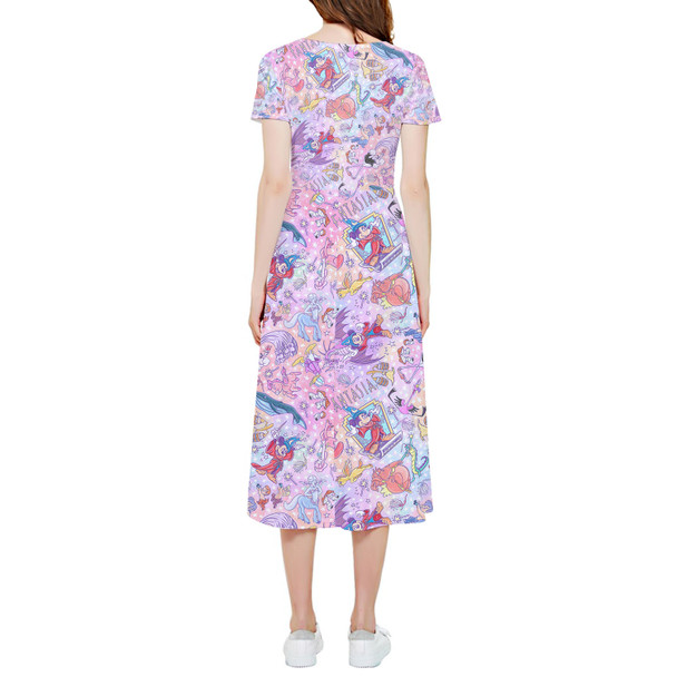 High Low Midi Dress - Sorcerer Mickey and his Fantasia Friends