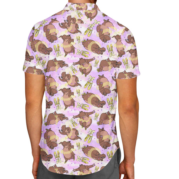 Men's Button Down Short Sleeve Shirt - Hippo Ballerinas