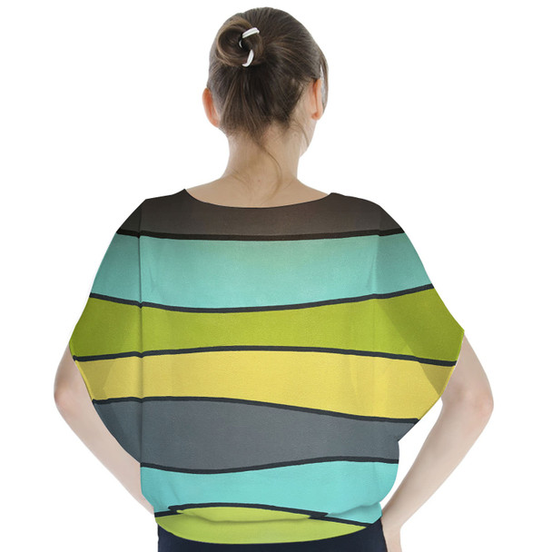 Batwing Chiffon Top - The SediMINT Avacado Wave Wall