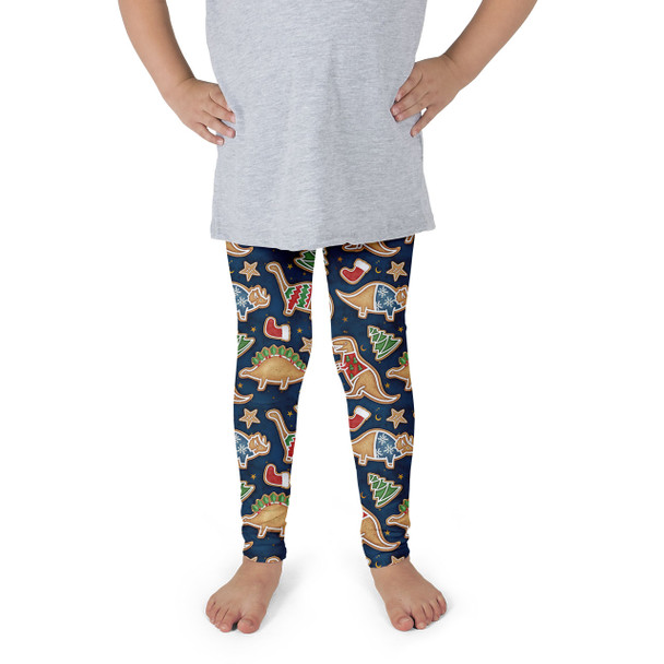 Girls' Leggings - Gingerbread Cookie Christmas Dinosaurs