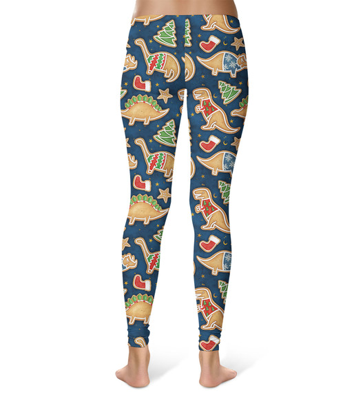 Sport Leggings - Gingerbread Cookie Christmas Dinosaurs